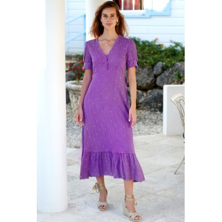 Limited Edition Poppy Embroidered Dress | Purple/ Gold Ready for Shipment