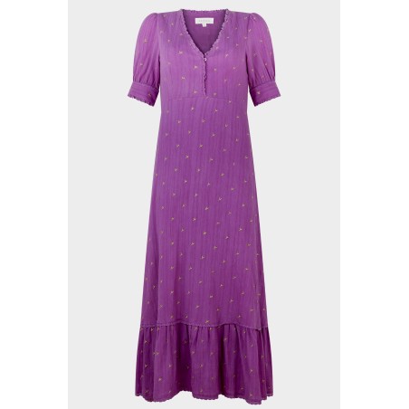 Limited Edition Poppy Embroidered Dress | Purple/ Gold Ready for Shipment