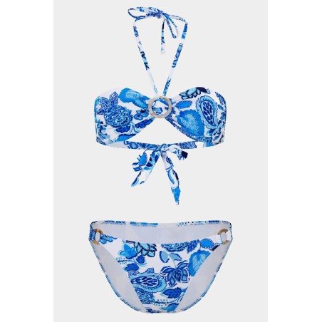 Limited Edition Recycled Bandeau Bikini | Paisley Blue On Hand Now