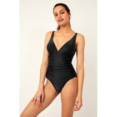 Limited Edition Recycled V-Neck Ruched Swimsuit | Black