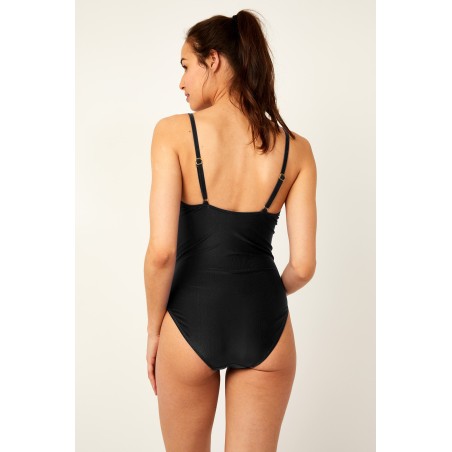 Limited Edition Recycled V-Neck Ruched Swimsuit | Black