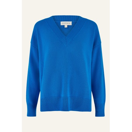 Limited Edition Merino Wool Relaxed V Neck Jumper | Blue Available Now