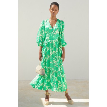 Limited Edition Annie Maxi Dress | Lined Floral Cream/Green