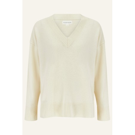 Limited Edition Merino Wool Relaxed V Neck Jumper | Cream Hot New Item