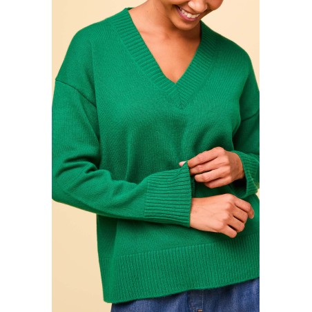 Limited Edition Merino Wool Relaxed V Neck Jumper | Fern New Collection