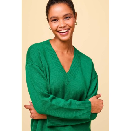 Limited Edition Merino Wool Relaxed V Neck Jumper | Fern New Collection