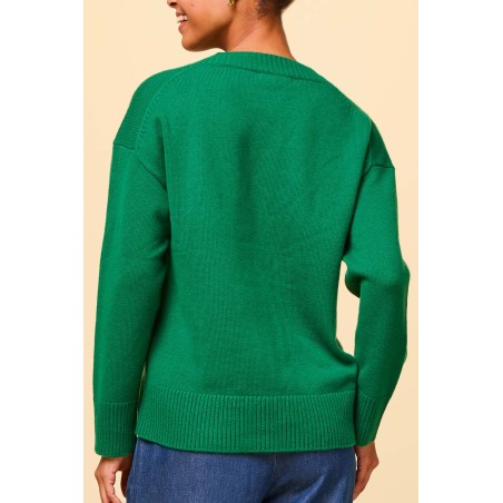 Limited Edition Merino Wool Relaxed V Neck Jumper | Fern New Collection