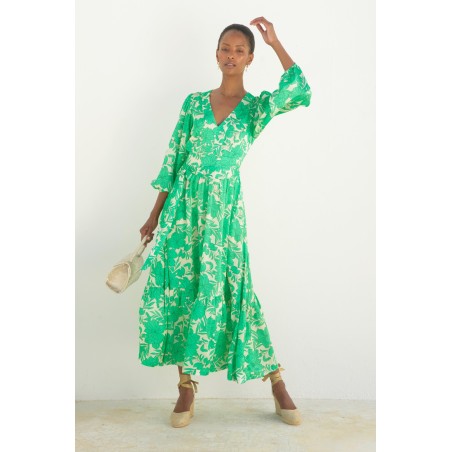 Limited Edition Annie Maxi Dress | Lined Floral Cream/Green