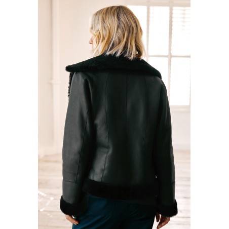 Limited Edition Reversible Shearling Biker Jacket | Black In Stock