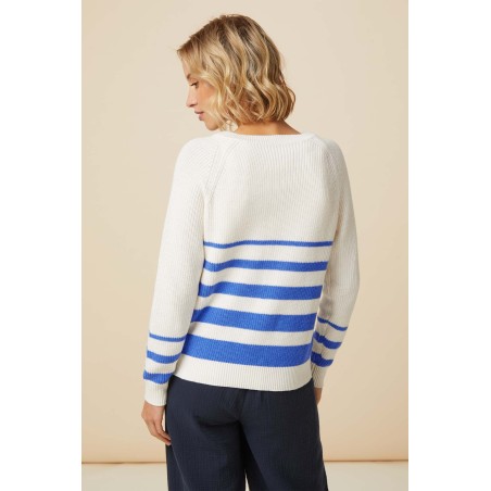 Limited Edition Rhia Jumper | Stripe Ivory/Blue Available for Immediate Shipping