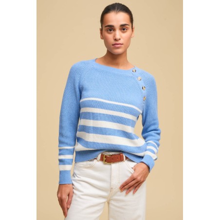 Limited Edition Rhia Jumper | Stripe Cornflower/Ivory Ready for Shipment