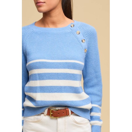 Limited Edition Rhia Jumper | Stripe Cornflower/Ivory Ready for Shipment