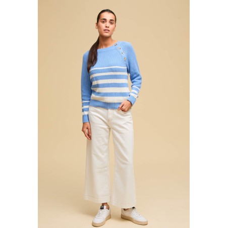 Limited Edition Rhia Jumper | Stripe Cornflower/Ivory Ready for Shipment