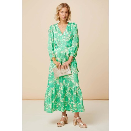 Limited Edition Annie Maxi Dress | Lined Floral Cream/Green