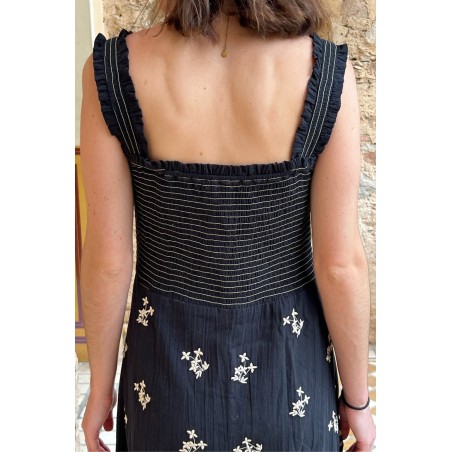 Limited Edition Rhianna Embroidered Dress | Black/Sand On Hand Now