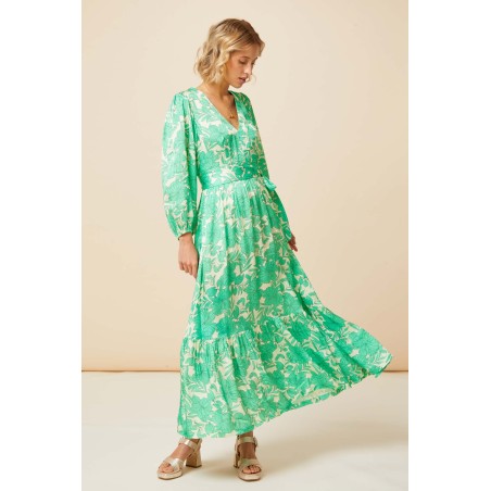 Limited Edition Annie Maxi Dress | Lined Floral Cream/Green