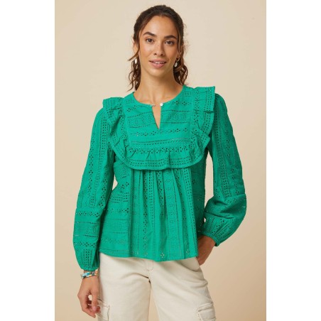 Limited Edition Rochelle Broderie Blouse | Green Limited Stock