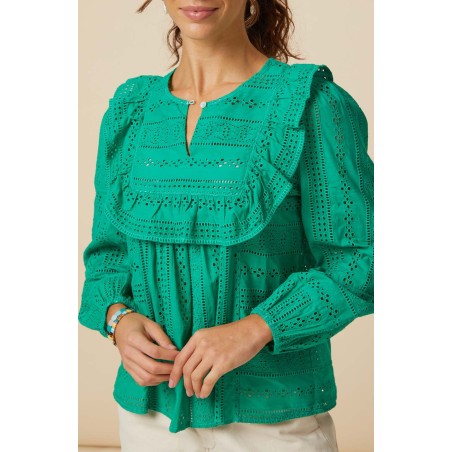 Limited Edition Rochelle Broderie Blouse | Green Limited Stock