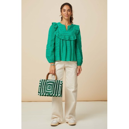 Limited Edition Rochelle Broderie Blouse | Green Limited Stock