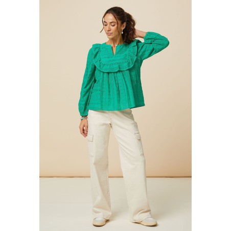 Limited Edition Rochelle Broderie Blouse | Green Limited Stock