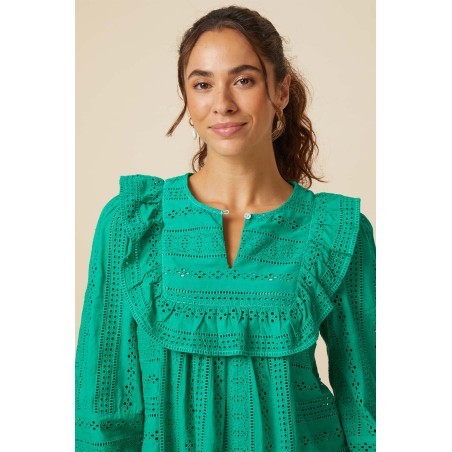 Limited Edition Rochelle Broderie Blouse | Green Limited Stock