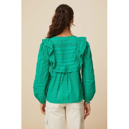 Limited Edition Rochelle Broderie Blouse | Green Limited Stock