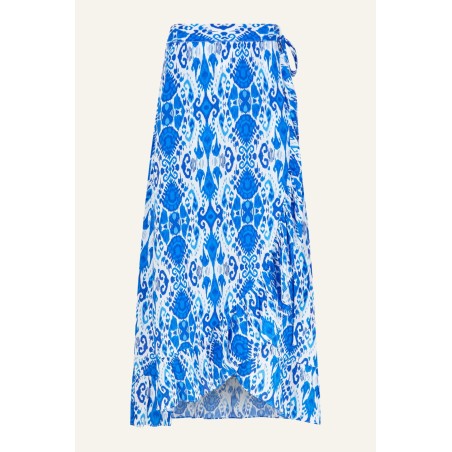 Limited Edition April EcoVero™ Wrap Skirt | Ikat Blue/White Latest Edition