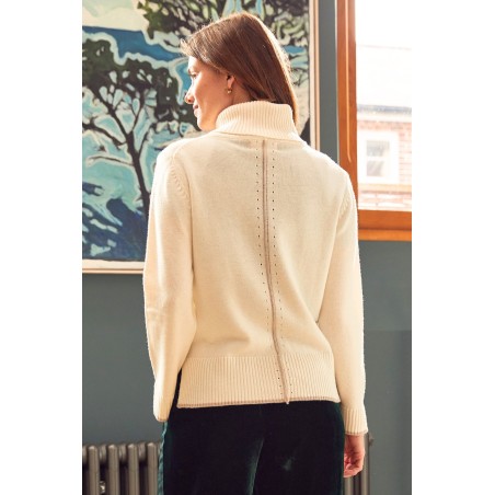 Limited Edition Merino Wool Roll Neck Jumper | Cream/Taupe