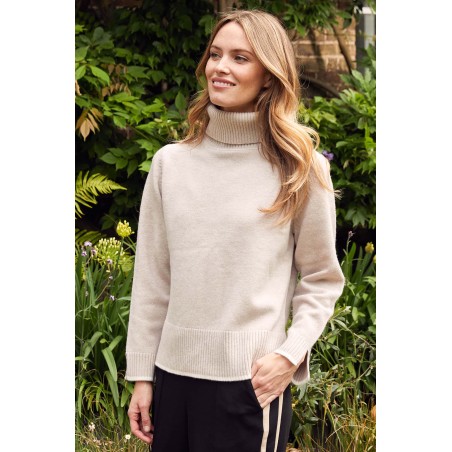 Limited Edition Merino Wool Roll Neck Jumper | Oat/Cream Hot New Item