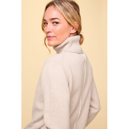 Limited Edition Merino Wool Roll Neck Jumper | Oat/Cream Hot New Item