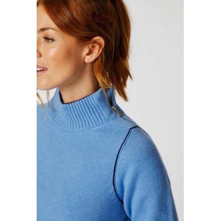 Limited Edition Merino Wool Zip Neck Jumper | Blue/Navy Just In