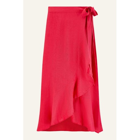 Limited Edition April Linen Wrap Skirt | Hot Red On Hand Now