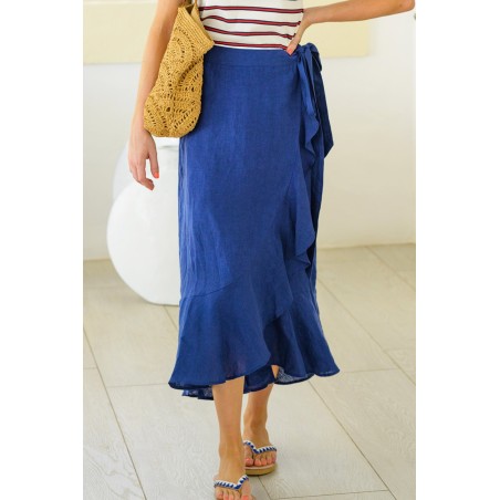 Limited Edition April Linen Wrap Skirt | Navy Fresh Release