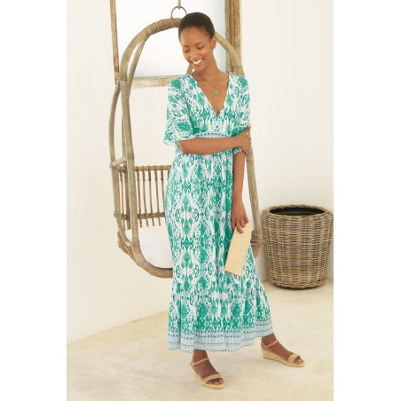 Limited Edition Lena EcoVero™ Dress | Fluid Abstract Sea Green Immediate Availability