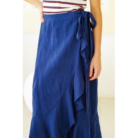 Limited Edition April Linen Wrap Skirt | Navy Fresh Release