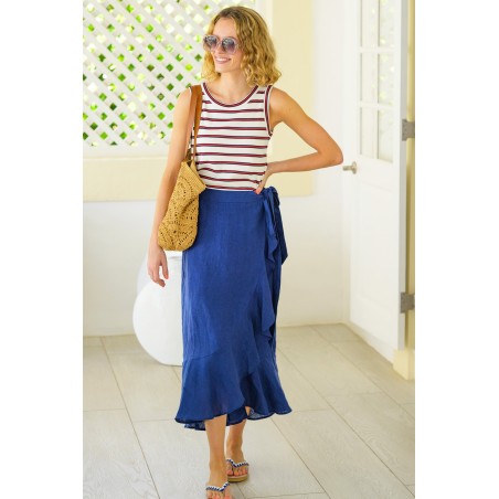 Limited Edition April Linen Wrap Skirt | Navy Fresh Release