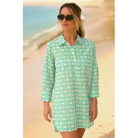 Limited Edition Saffron Beach Shirt | Circle Geo Green New Stock