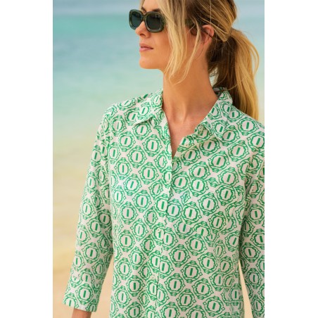 Limited Edition Saffron Beach Shirt | Circle Geo Green New Stock