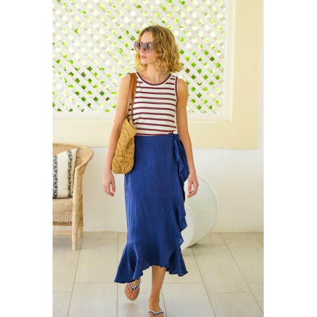 Limited Edition April Linen Wrap Skirt | Navy Fresh Release