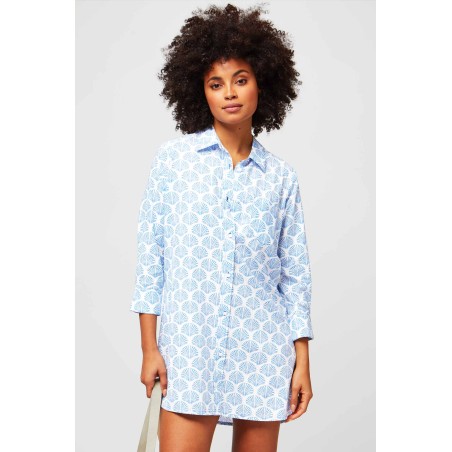 Limited Edition Saffron Beach Shirt | Shell Marina Blue Just In