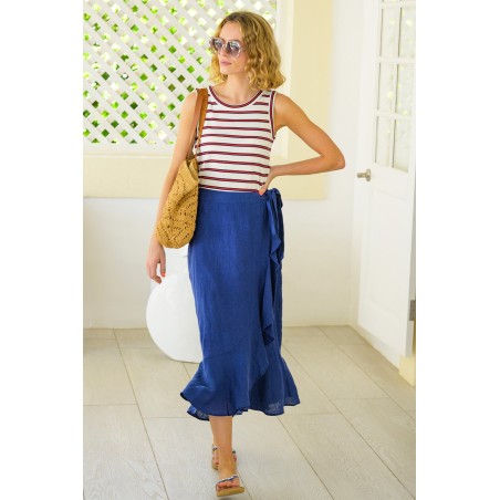 Limited Edition April Linen Wrap Skirt | Navy Fresh Release