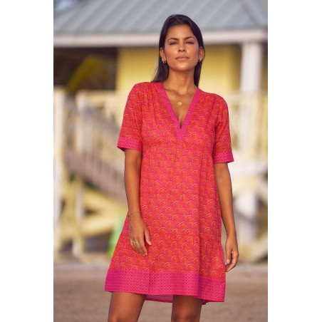 Limited Edition Santorini Kaftan | Clover Pink/Orange Limited Stock