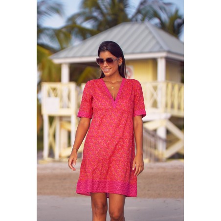 Limited Edition Santorini Kaftan | Clover Pink/Orange Limited Stock