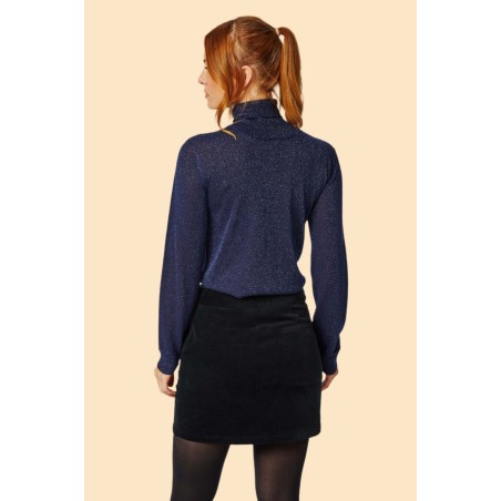 Limited Edition Sapphire Cotton Stretch Velvet Mini Skirt | Black New Release