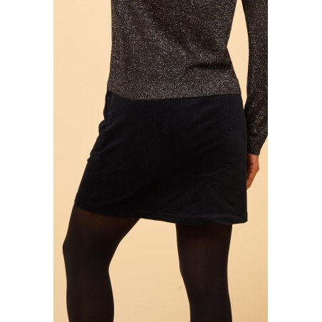 Limited Edition Sapphire Cotton Stretch Velvet Mini Skirt | Black New Release