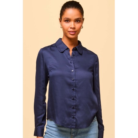 Limited Edition Satin Bow Blouse | Navy