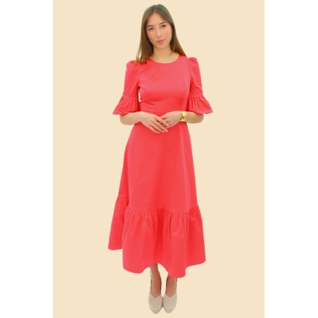 Limited Edition Scarlett Cotton Sateen Dress | Coral