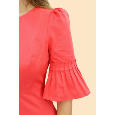 Limited Edition Scarlett Cotton Sateen Dress | Coral