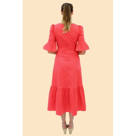 Limited Edition Scarlett Cotton Sateen Dress | Coral