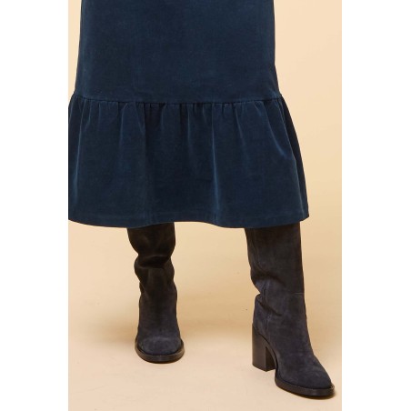 Limited Edition Selena Knee High Suede Boot | Dark Navy New Stock